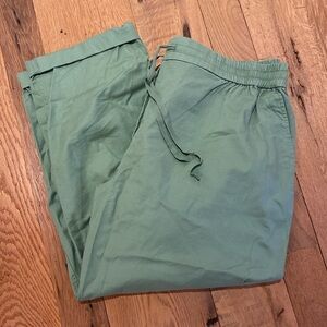 Talbots Elasticated Drawstring Signature Green Crop Capri Cuff Stretch Pants 2X